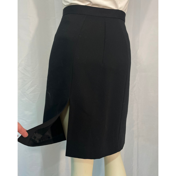 Isaac Mizrahi Sz 4 Pencil Skirt Black Wool Off-Center Back Slit 22"L Career Wear - Picture 5 of 7